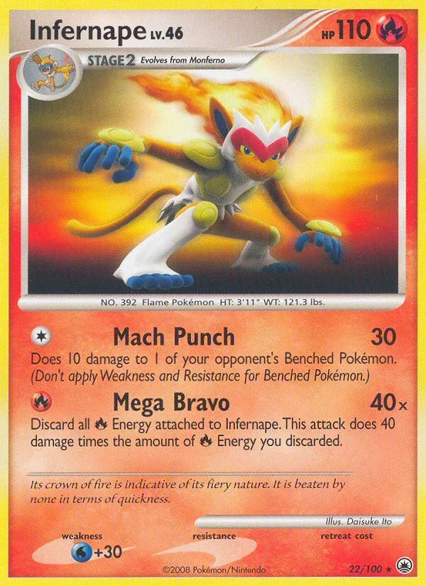 Carte Pokémon Nappe d'enfer n°22/100 – Type : Feu – Série : Aube majestueuse