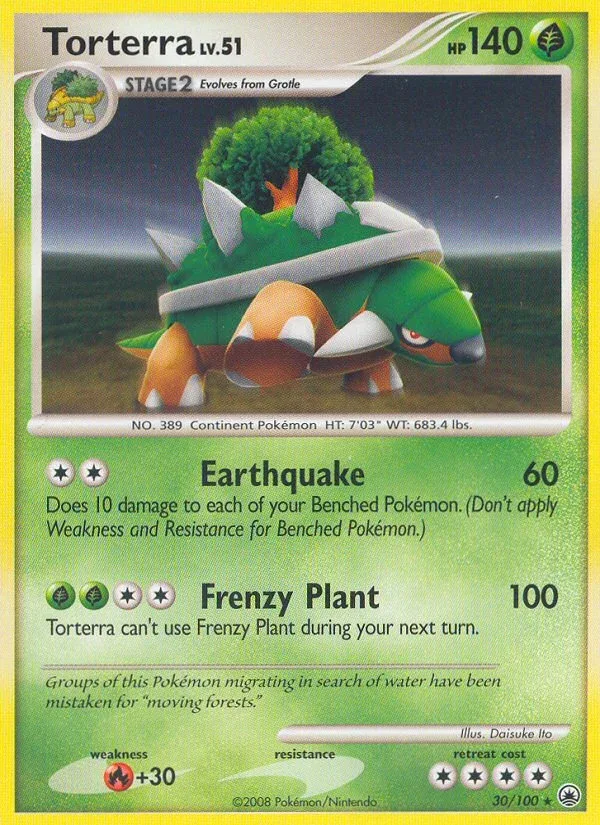 Carte Pokémon Torterra n°30/100 – Type : Herbe – Série : Aube majestueuse